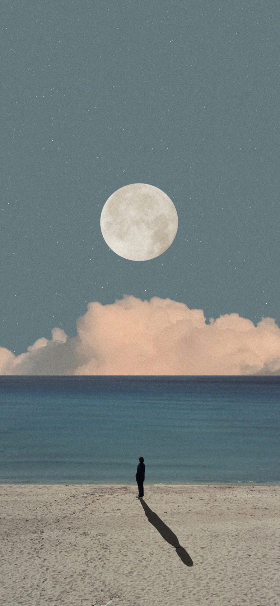 [2436×1125]星空 夜景 月球 插图 唯美 苹果手机动漫壁纸图片