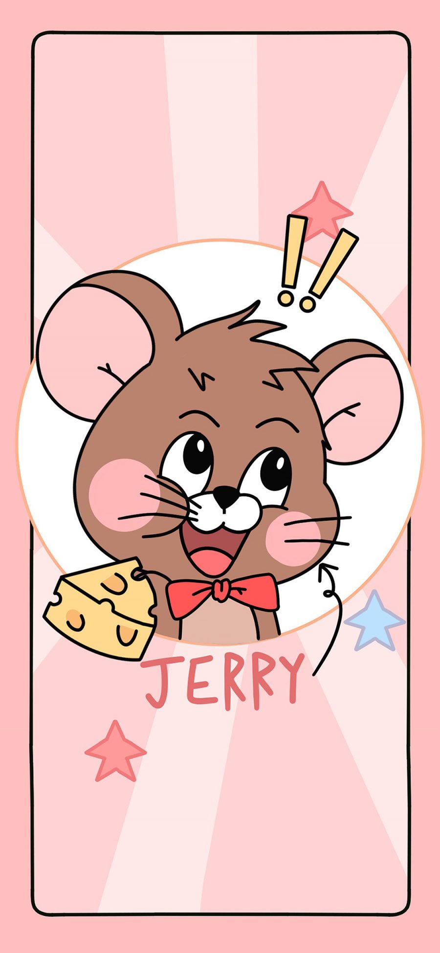 [2436×1125]杰瑞 猫和老鼠 Jerry 粉 苹果手机动漫壁纸图片