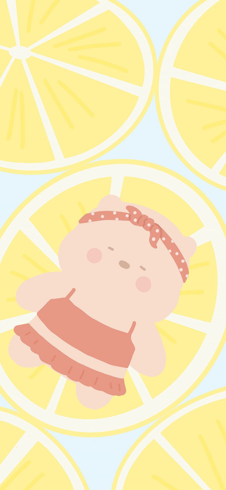 [2436×1125]柠檬 可爱 小熊 卡通 苹果手机动漫壁纸图片