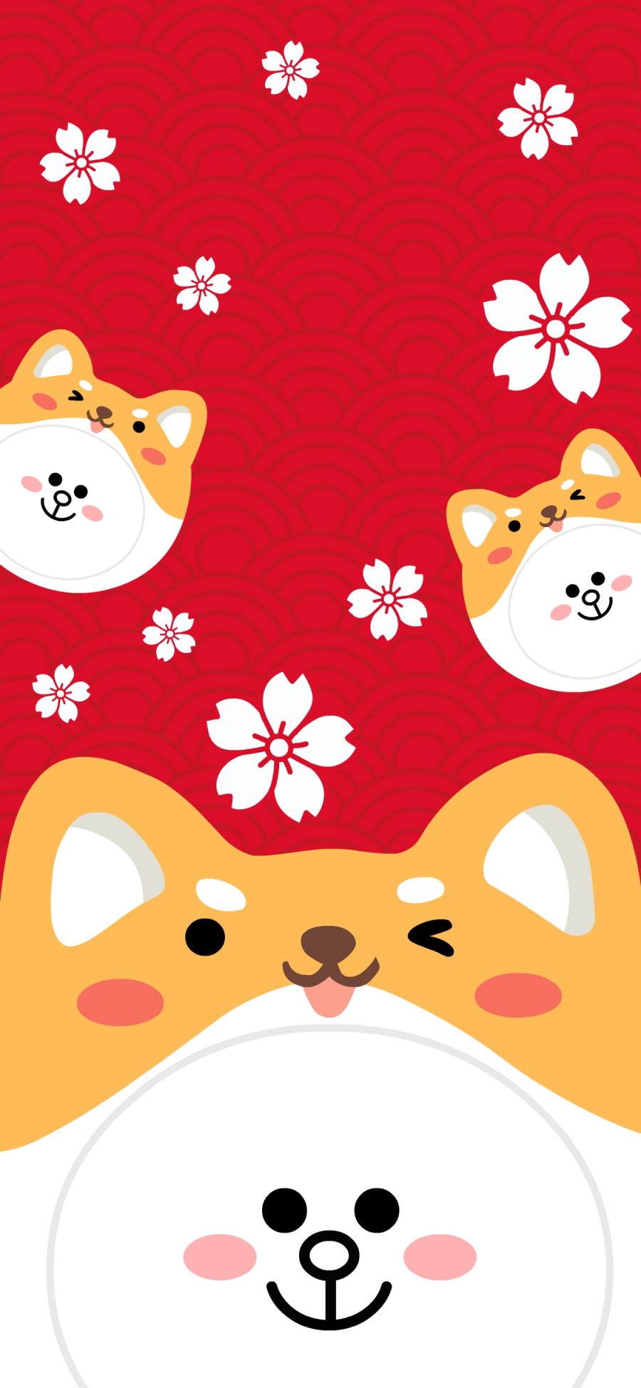 [2436×1125]柴犬 新年 红色 可爱 苹果手机动漫壁纸图片