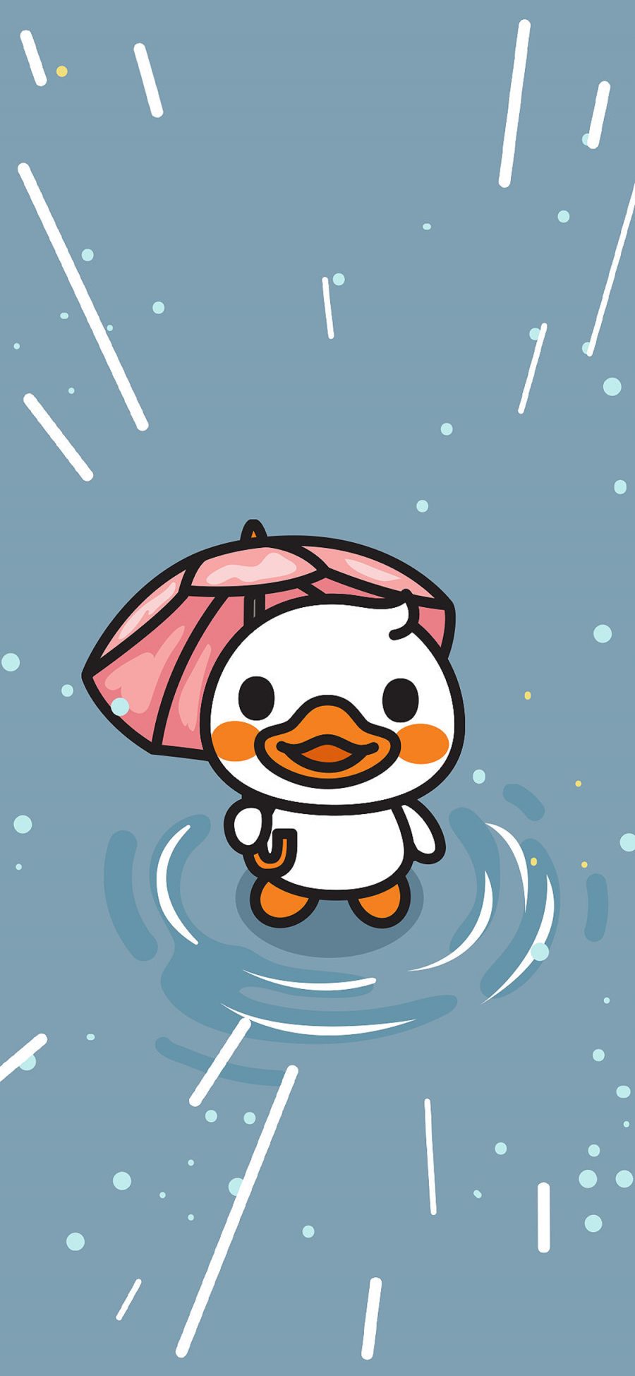 [2436×1125]核桃小鸭 可爱 鸭子 伞 苹果手机动漫壁纸图片