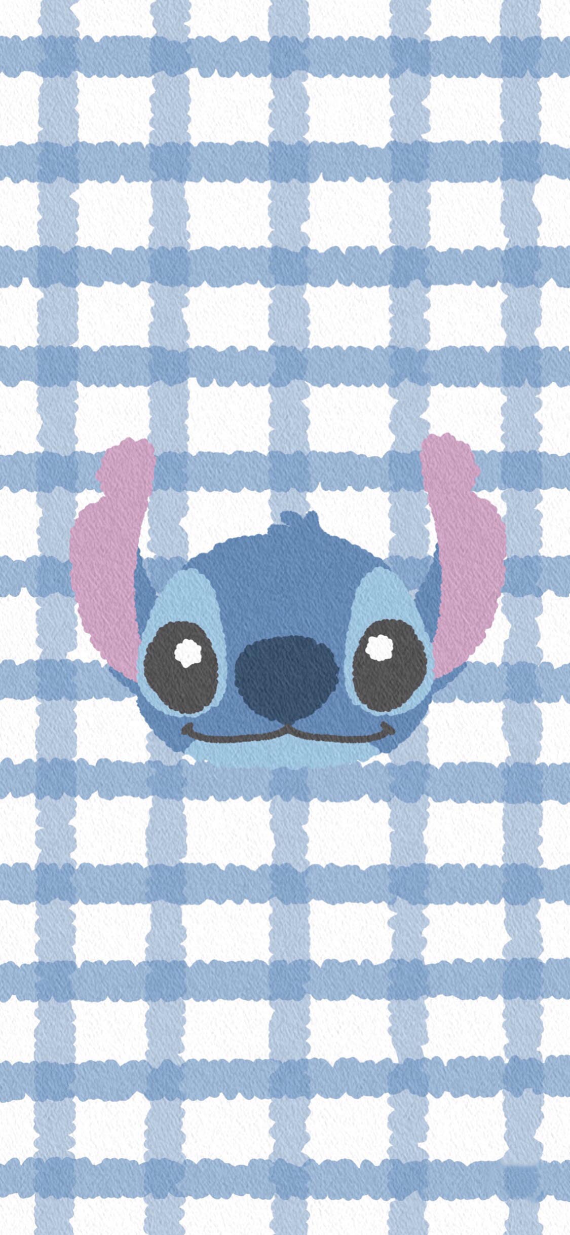 [2436×1125]格子背景 史迪仔 史迪奇 星际宝贝（取自微博：一只牧牧） 苹果手机动漫壁纸图片