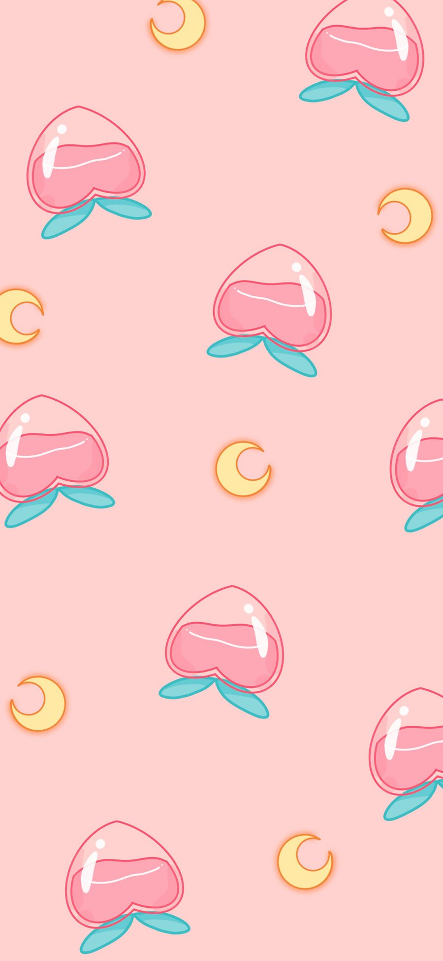 [2436×1125]桃子 粉色 月亮 平铺 苹果手机动漫壁纸图片