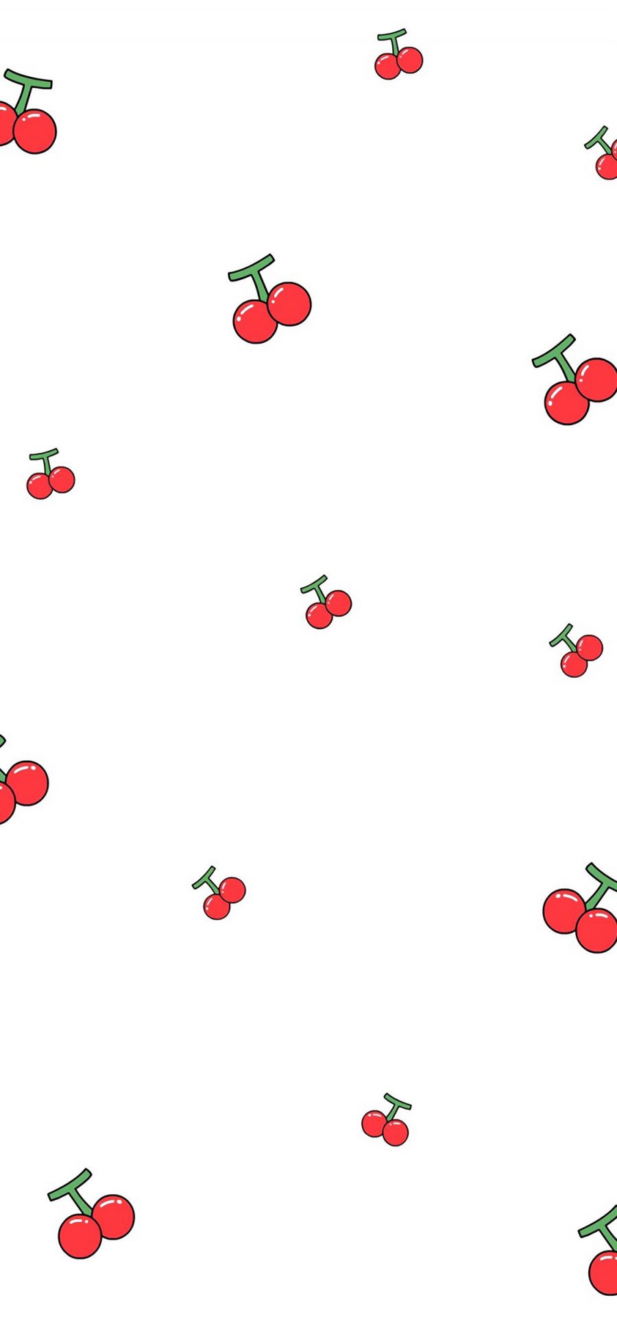 [2436×1125]樱桃 平铺 水果 少女风 简约 苹果手机动漫壁纸图片