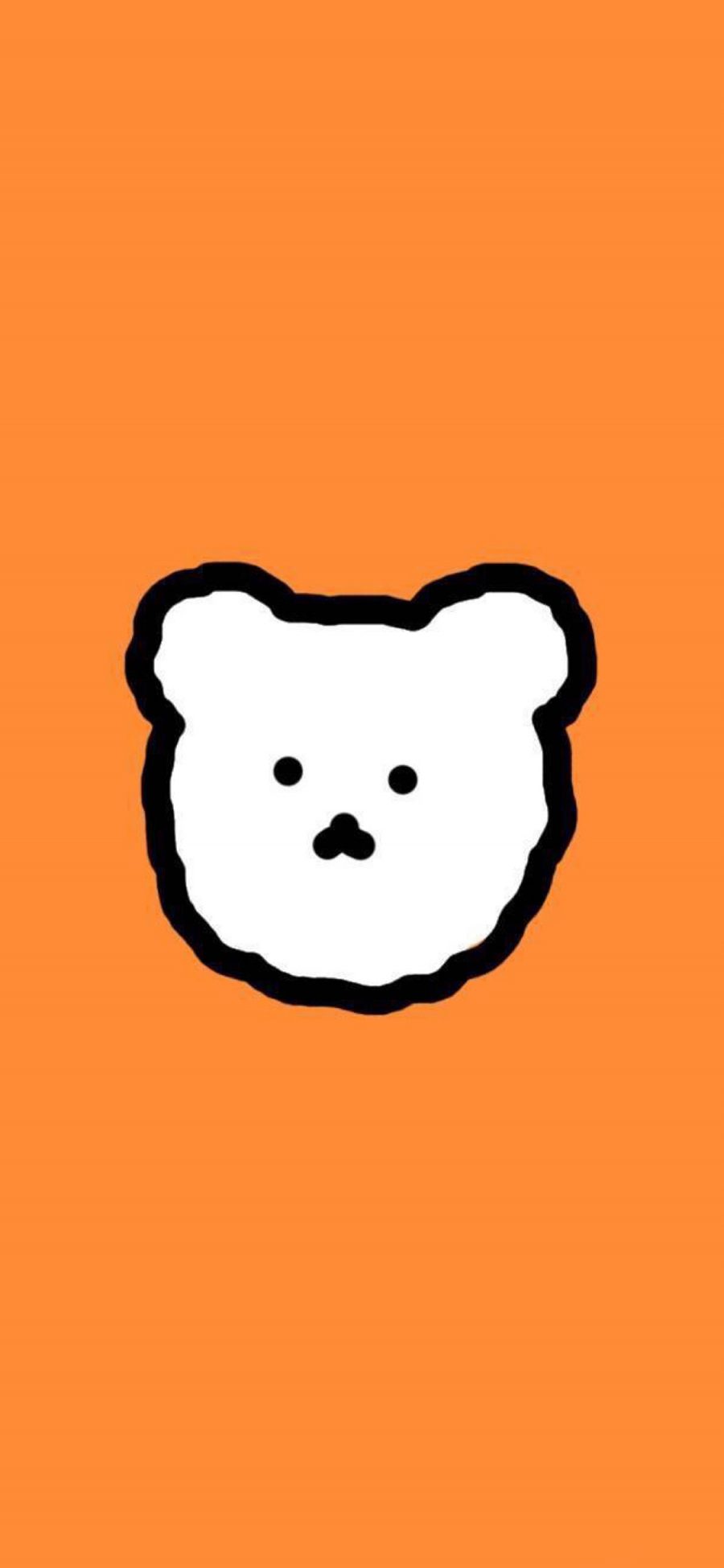 [2436×1125]橙色背景 卡通  小熊 可爱 苹果手机动漫壁纸图片
