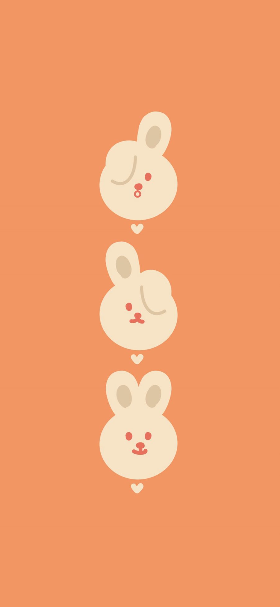 [2436×1125]橙色背景 卡通 兔子 可爱 苹果手机动漫壁纸图片