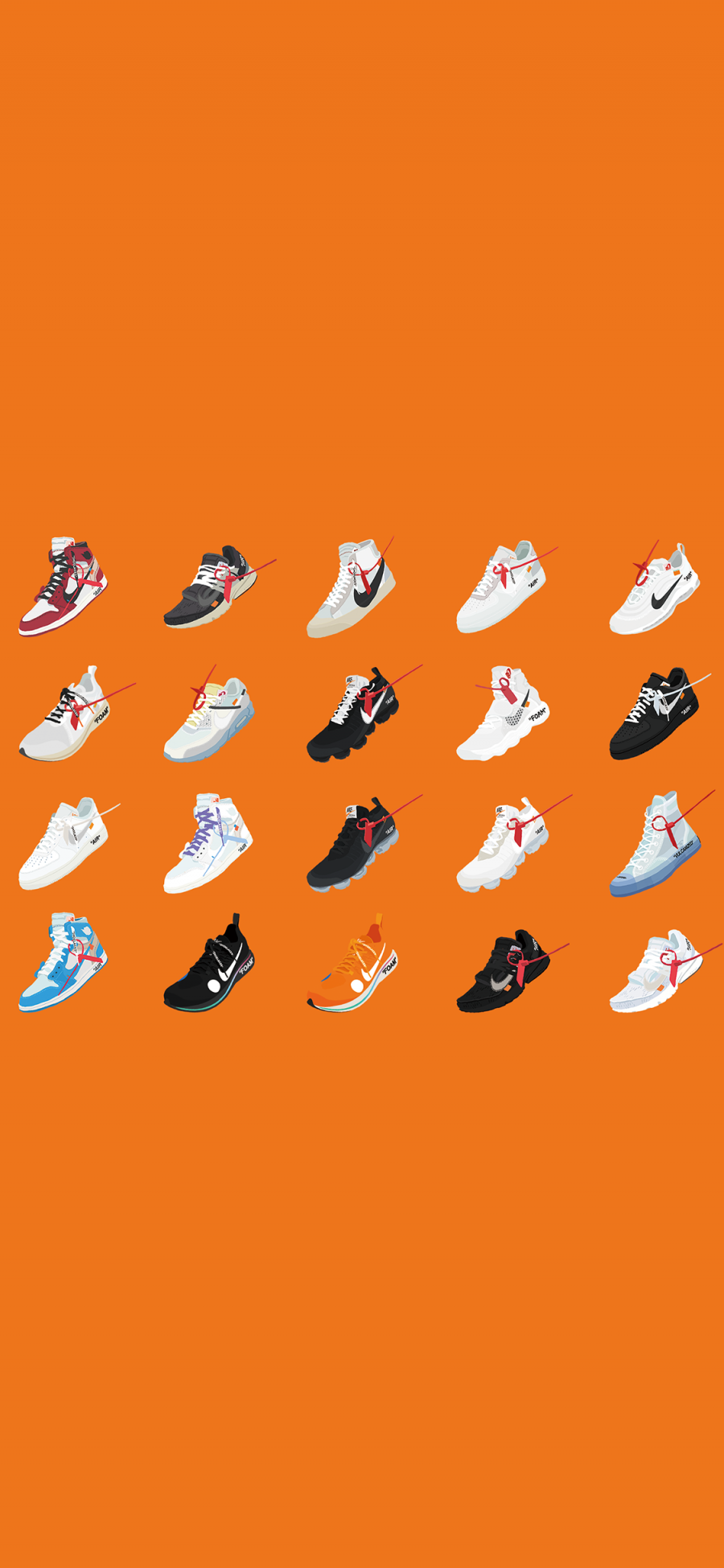 [2436×1125]橙色背景 插图 Nike 品牌 鞋子 苹果手机动漫壁纸图片