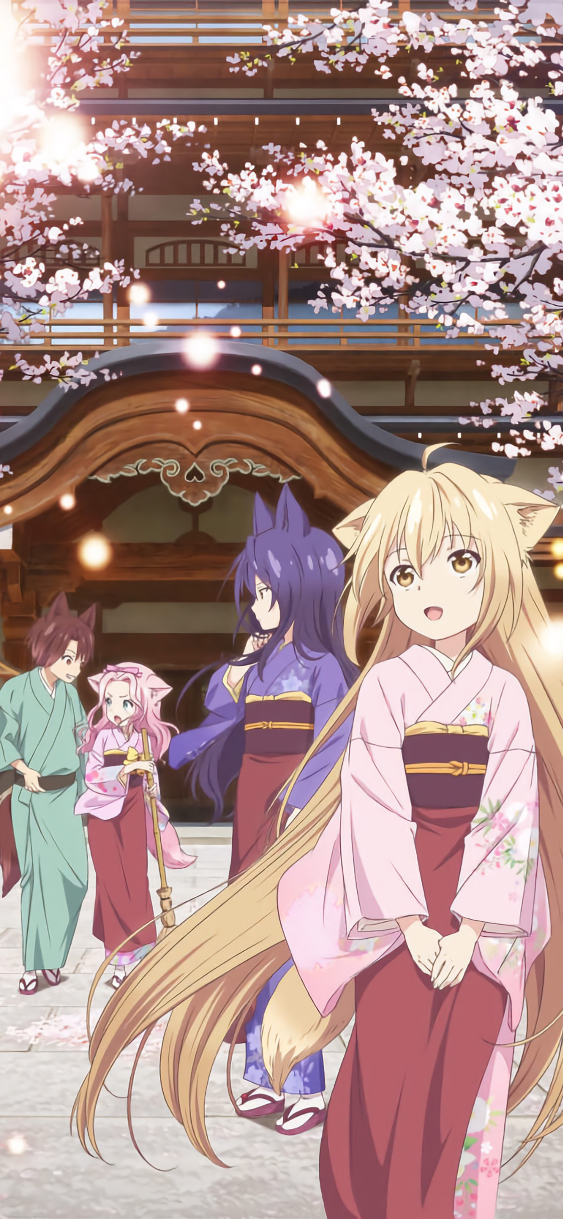 [2436×1125]此花绮谭 日本 漫画 柚 皋 枣 莲 樱 和服 二次元 苹果手机动漫壁纸图片