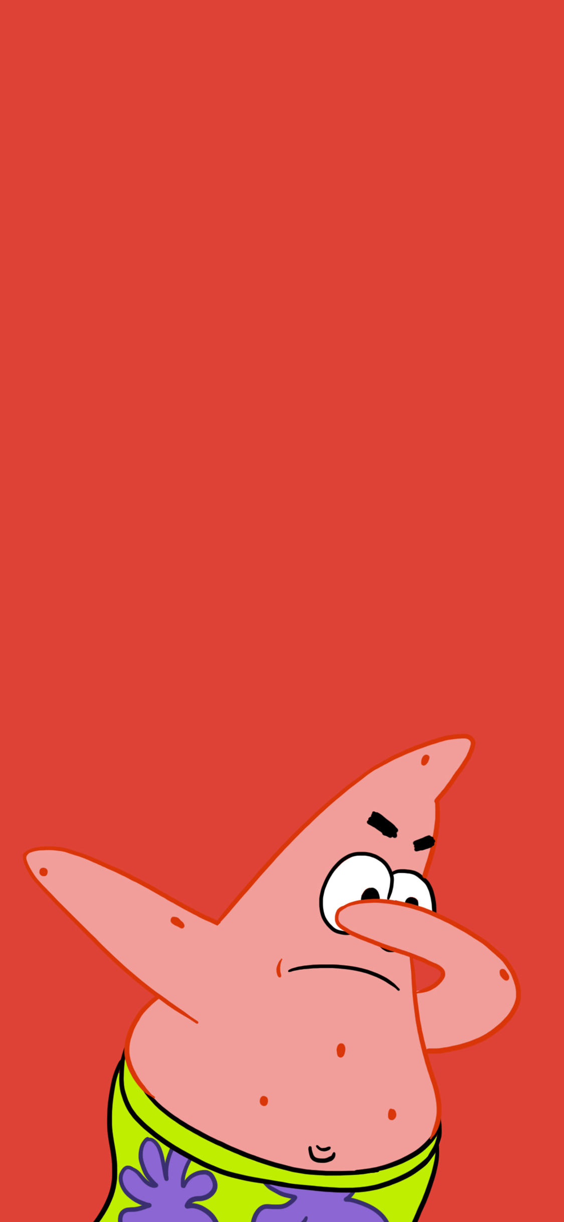 [2436×1125]派大星 红色 卡通 动画 可爱 海绵宝宝 苹果手机动漫壁纸图片