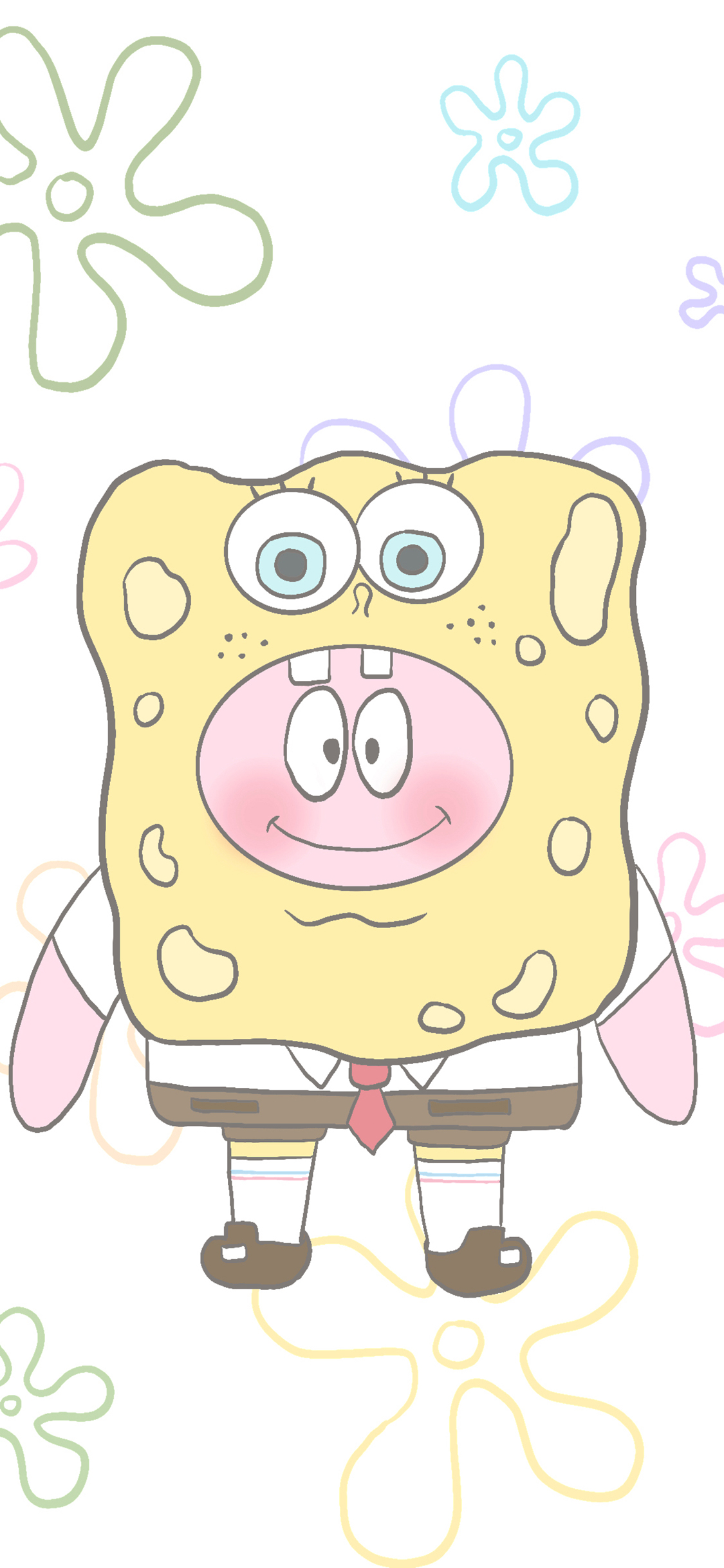 [2436×1125]海绵宝宝 可爱  派大星 苹果手机动漫壁纸图片