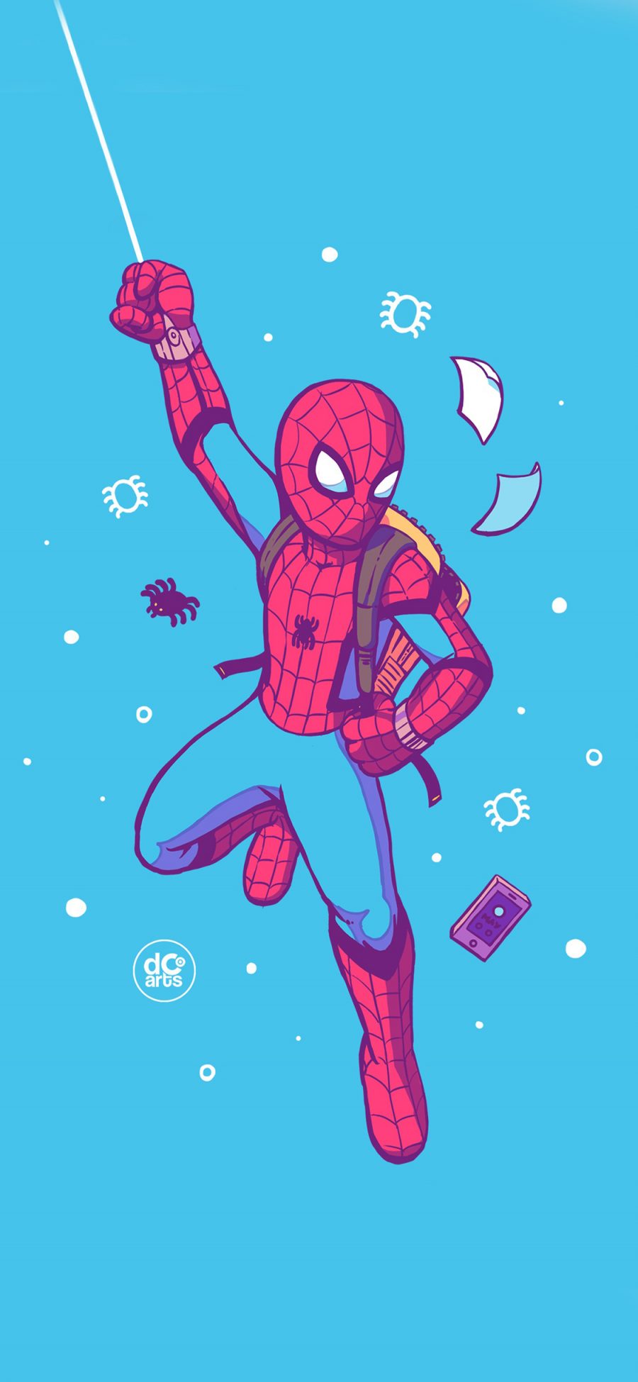 [2436×1125]漫威 英雄 蜘蛛侠 Q版 苹果手机动漫壁纸图片
