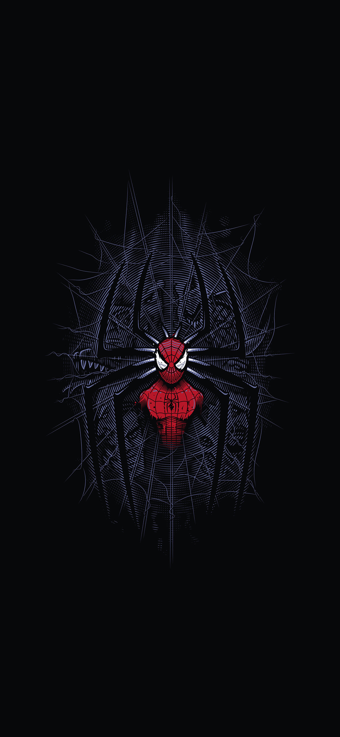 [2436×1125]漫威 蜘蛛侠超级英雄 黑 苹果手机动漫壁纸图片