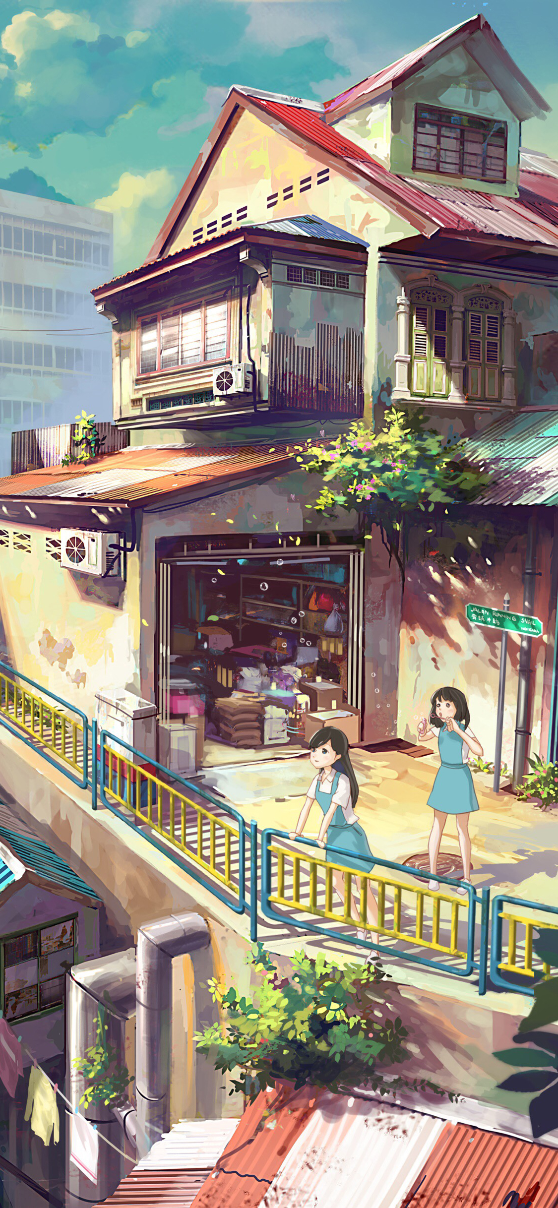 [2436×1125]漫画 场景 日本 建筑 房屋 苹果手机动漫壁纸图片