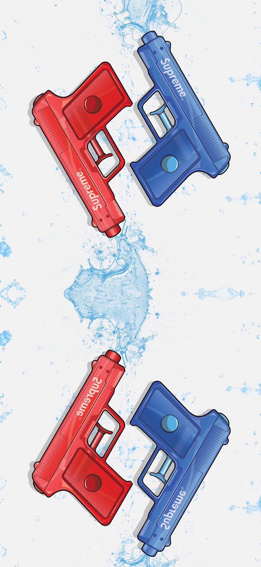 [2436×1125]潮图 气枪 supreme 红蓝 苹果手机动漫壁纸图片