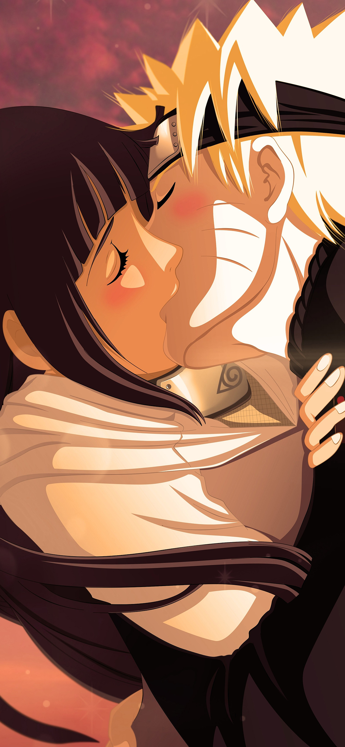 [2436×1125]火影忍者 日本 漫画 漩涡鸣人 亲吻 苹果手机动漫壁纸图片