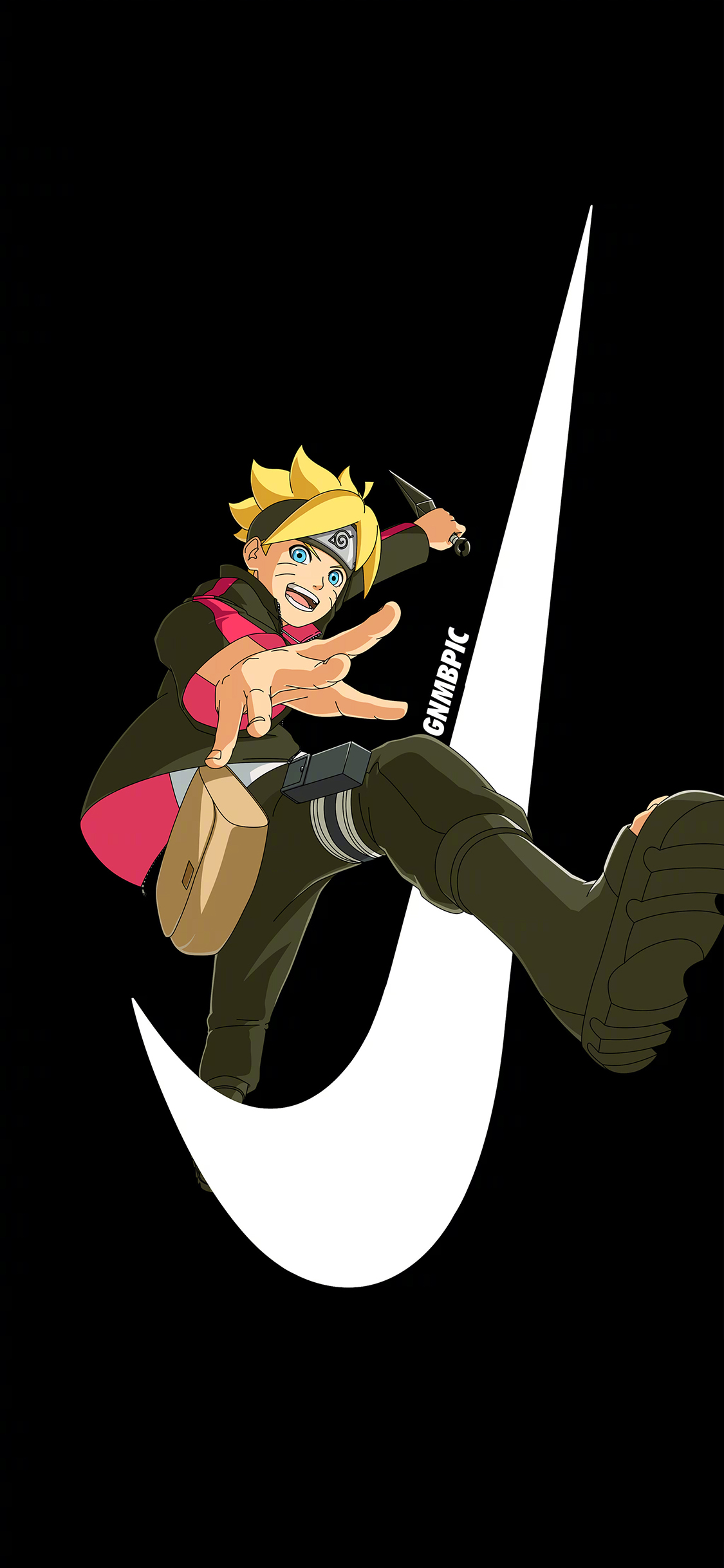 [2436×1125]火影忍者 日本 漫画 耐克 漩涡鸣人 苹果手机动漫壁纸图片