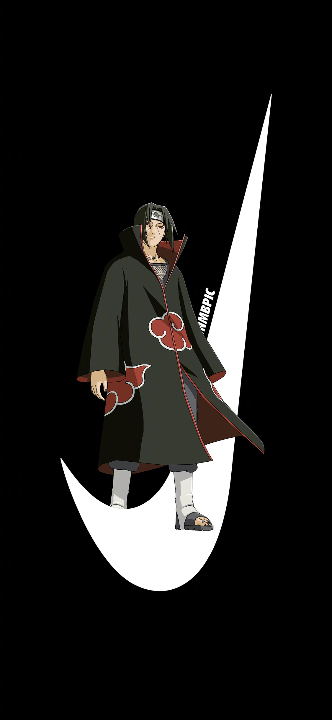 [2436×1125]火影忍者 漫画 耐克 logo 日本 宇智波鼬 苹果手机动漫壁纸图片