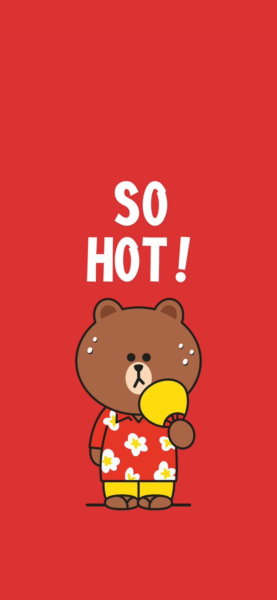 [2436×1125]热 so hot linefriends 布朗熊 红色 苹果手机动漫壁纸图片