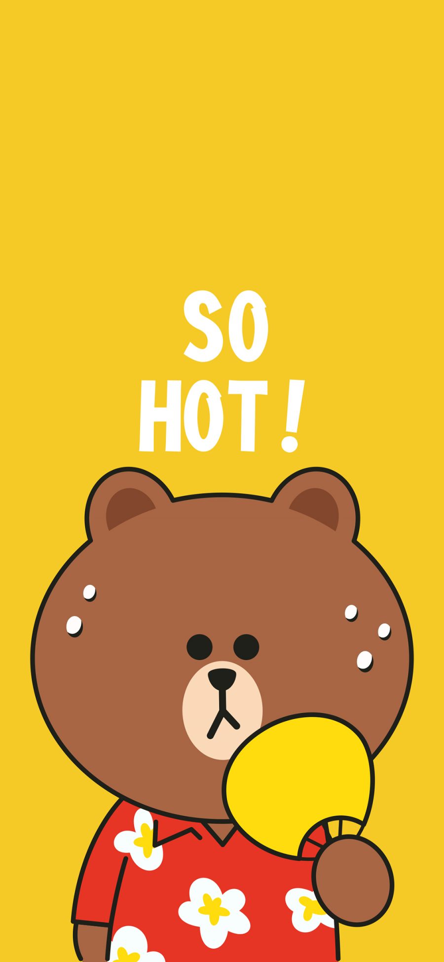 [2436×1125]热 so hot linefriends 布朗熊 黄色 苹果手机动漫壁纸图片