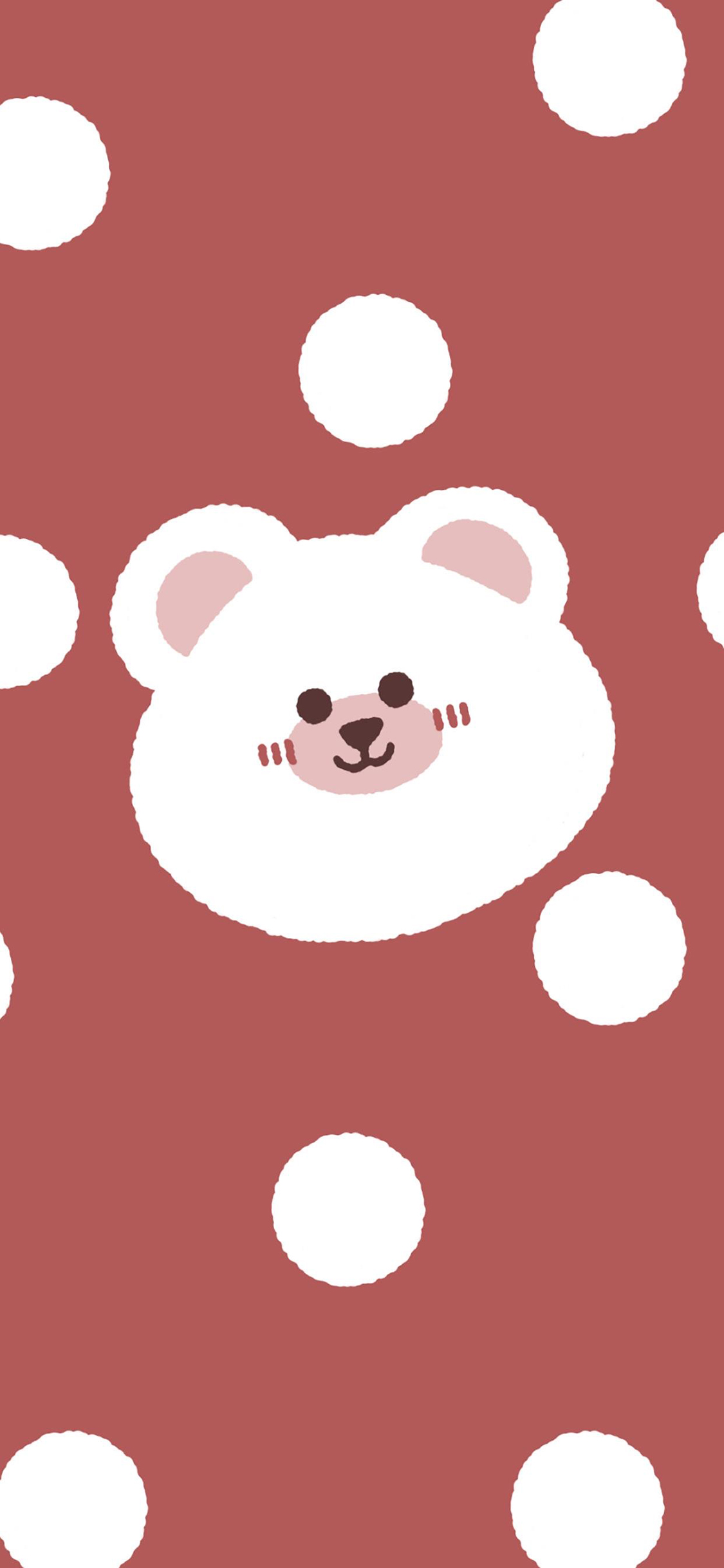 [2436×1125]熊 卡通 红色 波点 苹果手机动漫壁纸图片