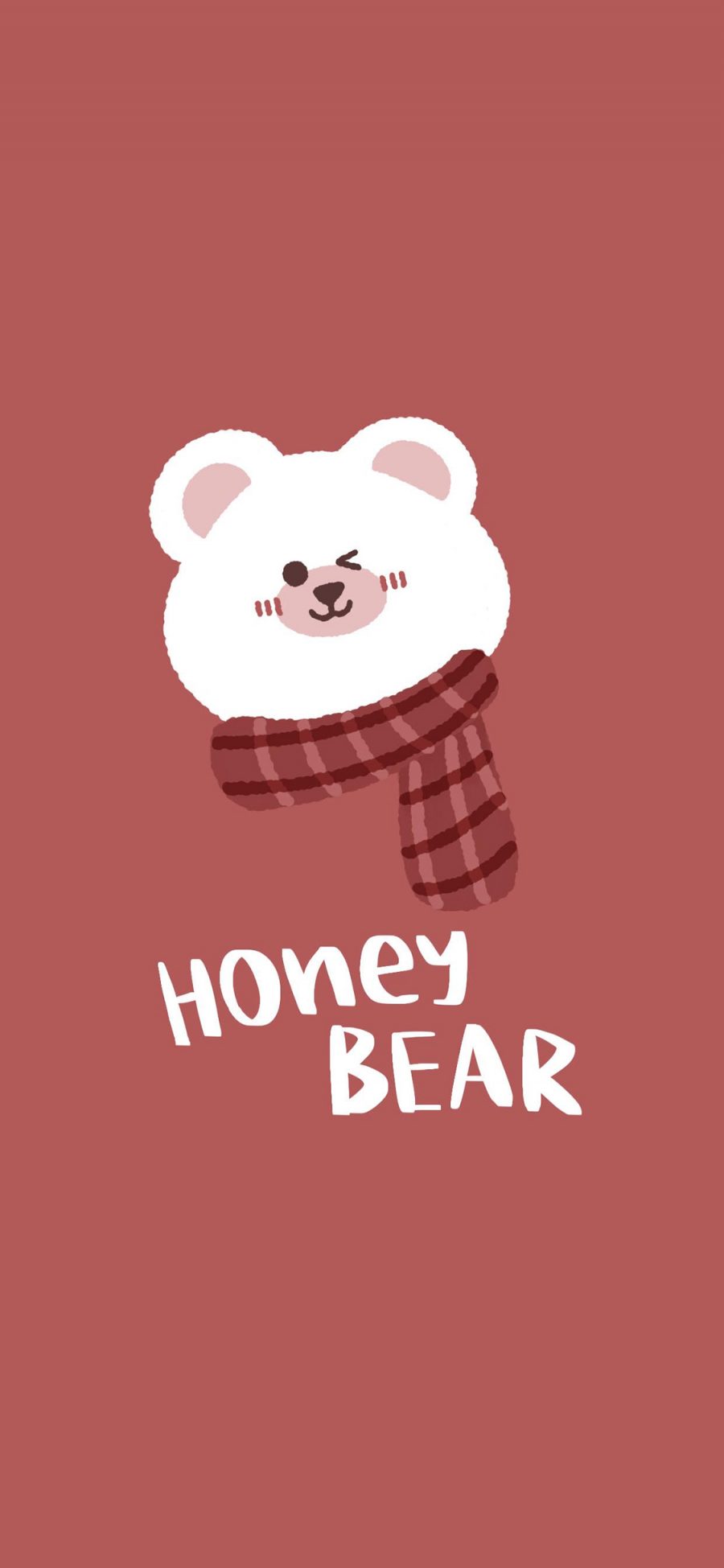 [2436×1125]熊 卡通 红色 蜂蜜 围巾 苹果手机动漫壁纸图片