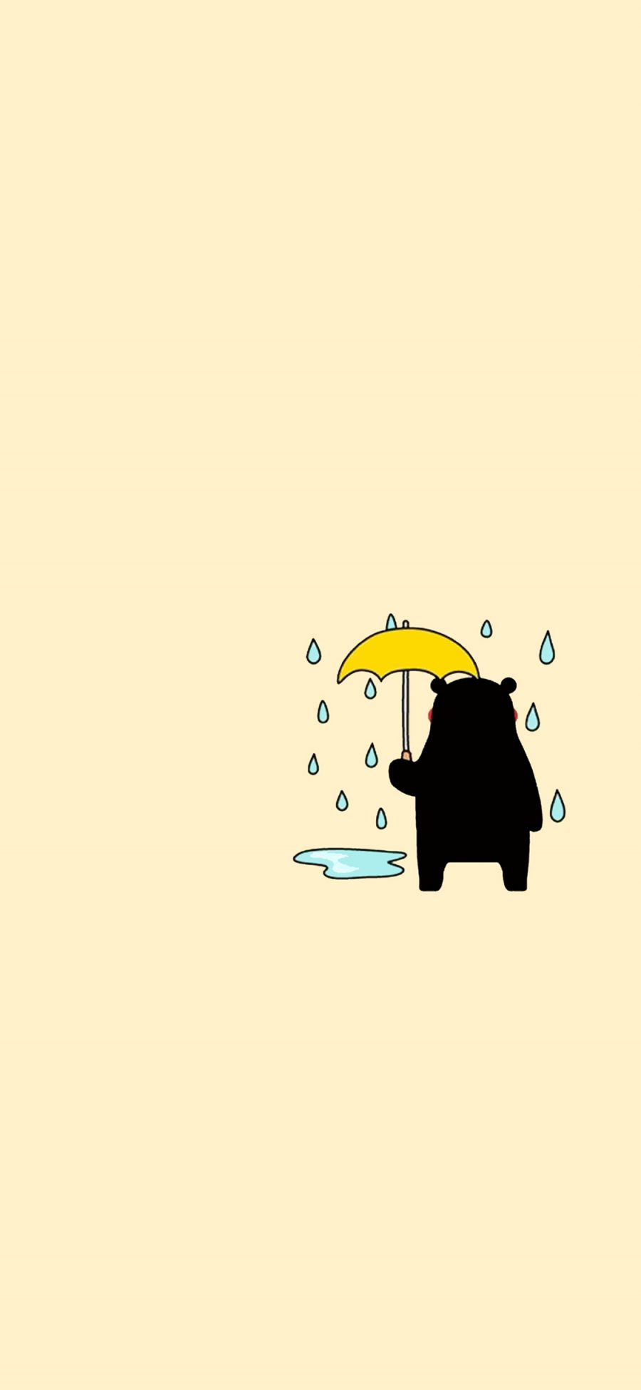 [2436×1125]熊本熊 背影 伞 雨水 动画 卡通 苹果手机动漫壁纸图片