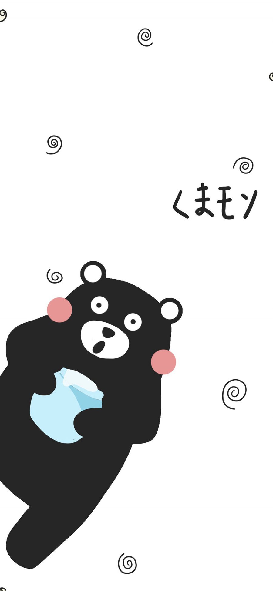 [2436×1125]熊本熊 黑白 绘画 卡通 苹果手机动漫壁纸图片