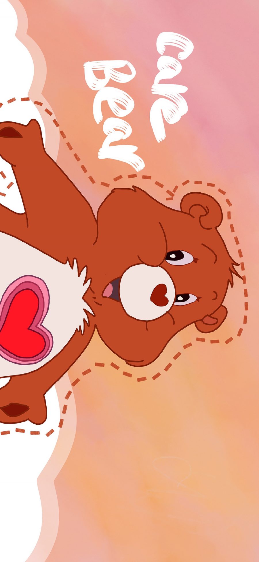 [2436×1125]爱心熊 care bear 爱心 卡通 苹果手机动漫壁纸图片
