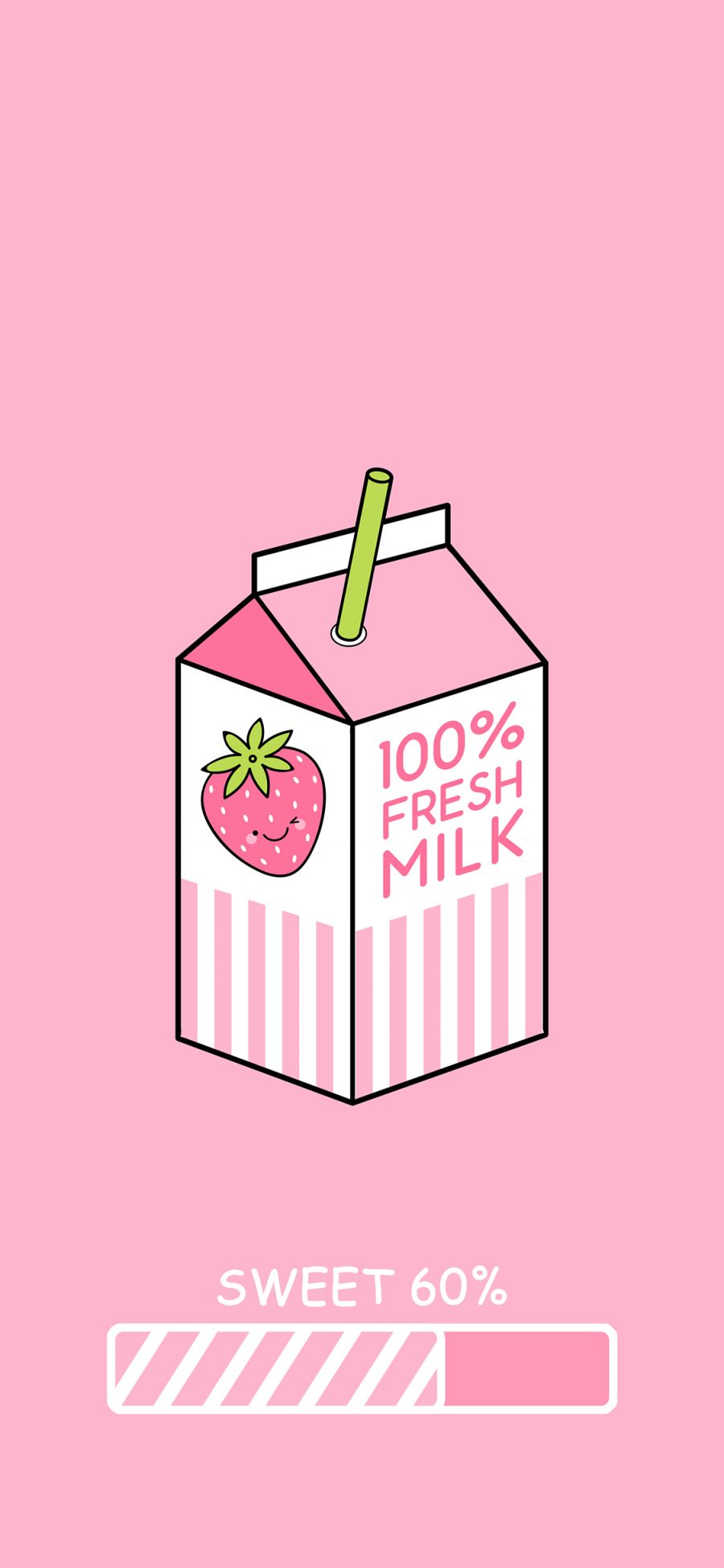 [2436×1125]牛奶 草莓 新鲜 粉色 甜 苹果手机动漫壁纸图片