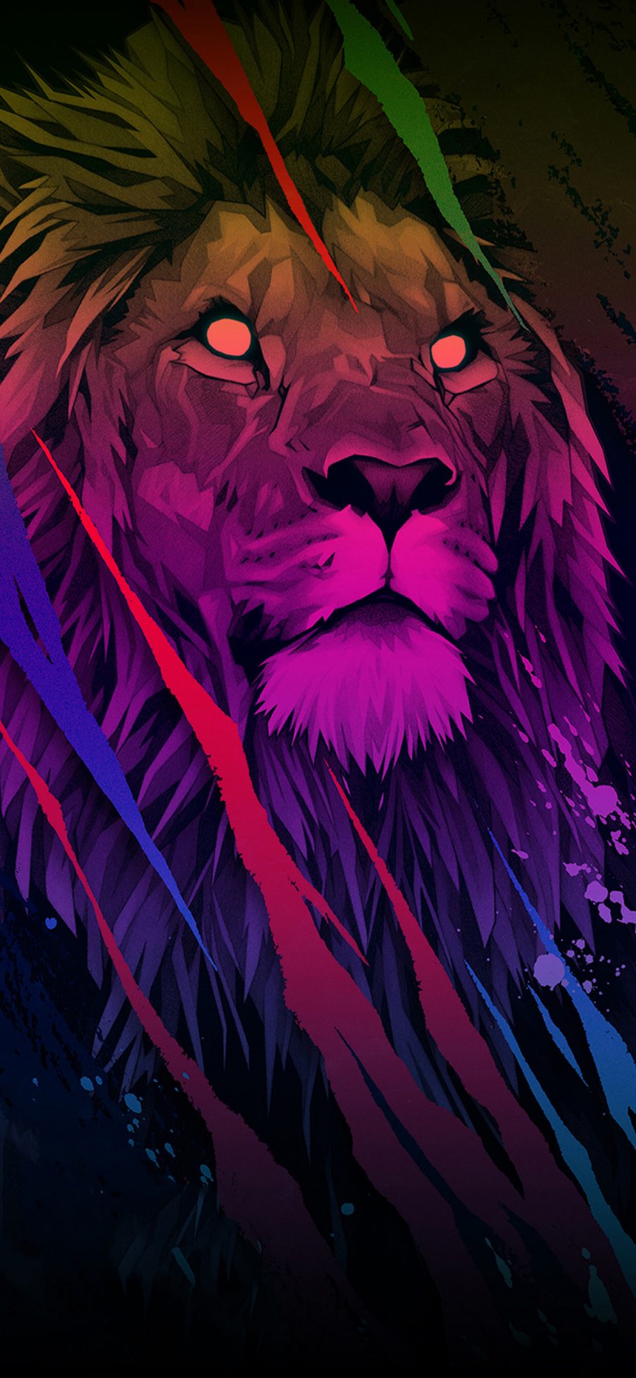 [2436×1125]狮子 插图 色彩 炫酷 苹果手机动漫壁纸图片