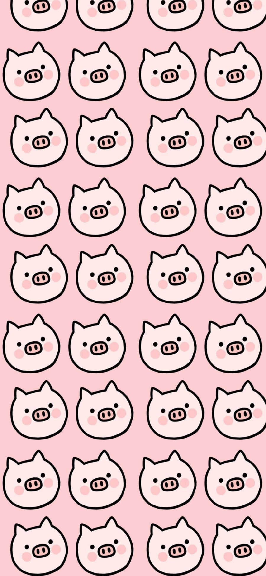 [2436×1125]猪 粉色 卡通 排列 平铺 苹果手机动漫壁纸图片