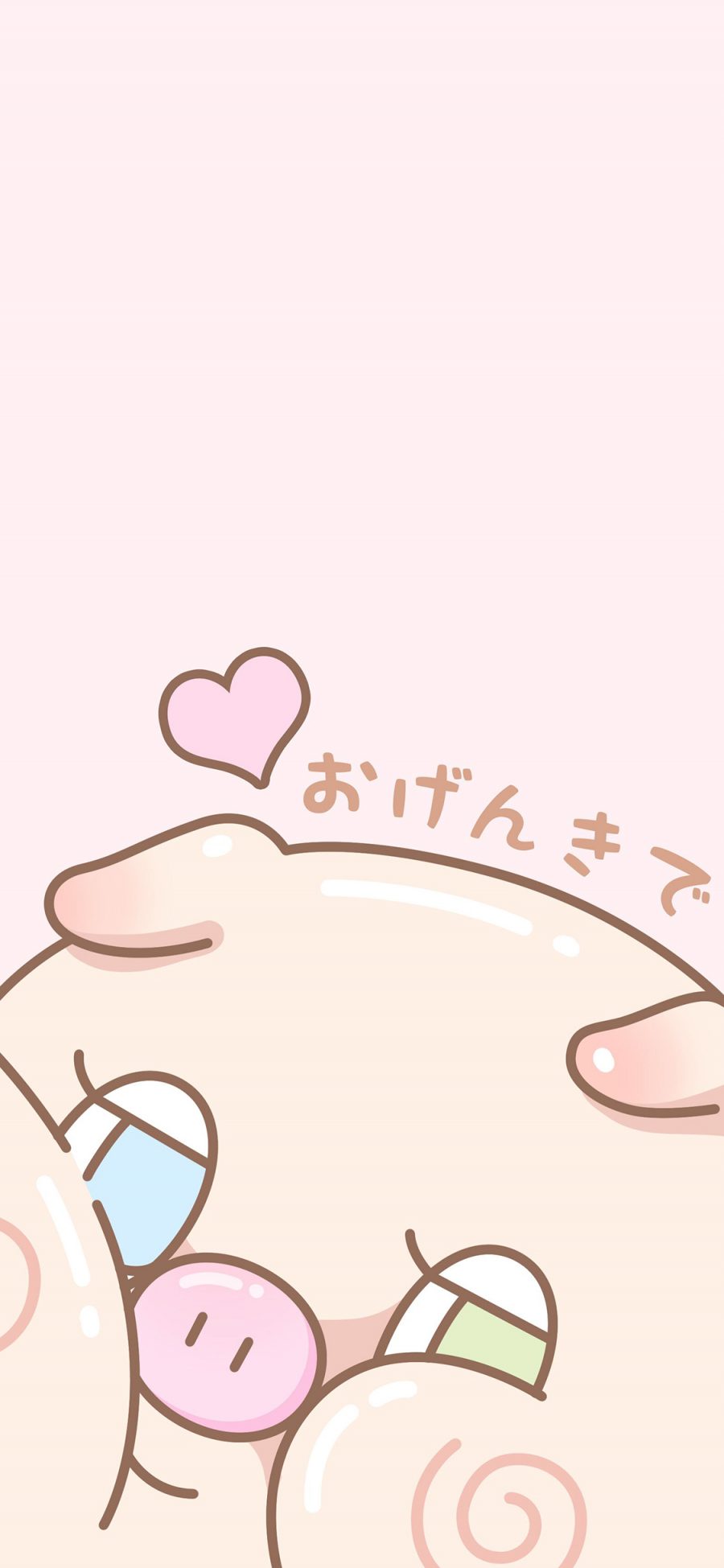 [2436×1125]猪 粉色 可爱 卡通 爱心 苹果手机动漫壁纸图片