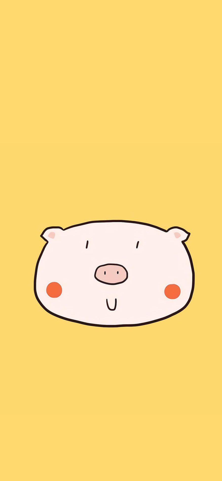 [2436×1125]猪头 可爱 简笔 黄色 苹果手机动漫壁纸图片