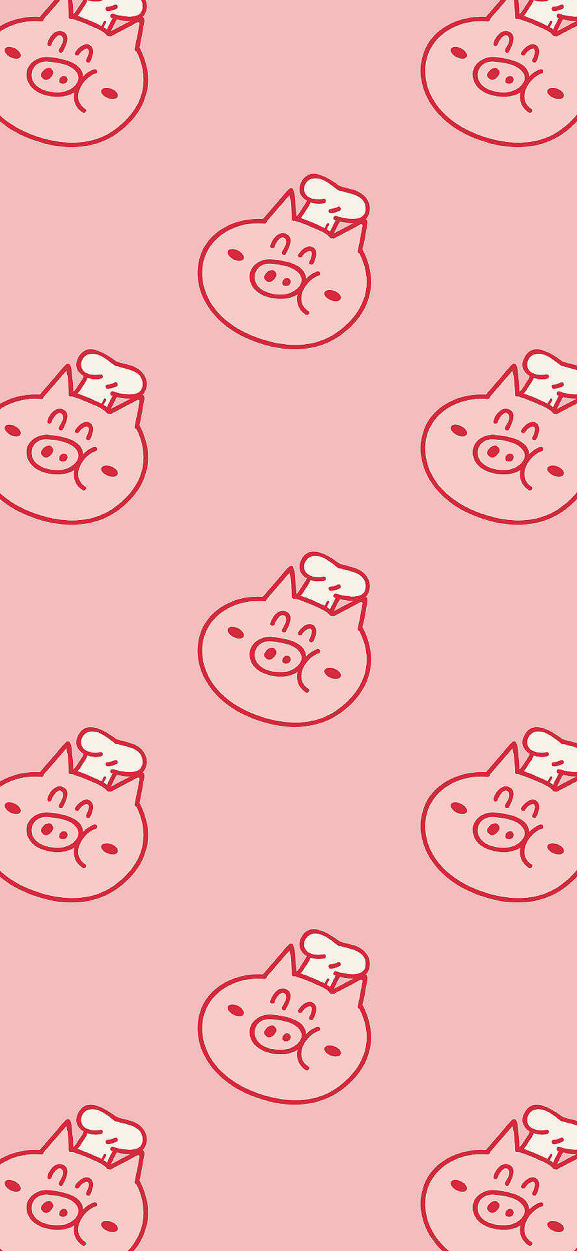 [2436×1125]猪头 平铺 粉色 可爱 苹果手机动漫壁纸图片