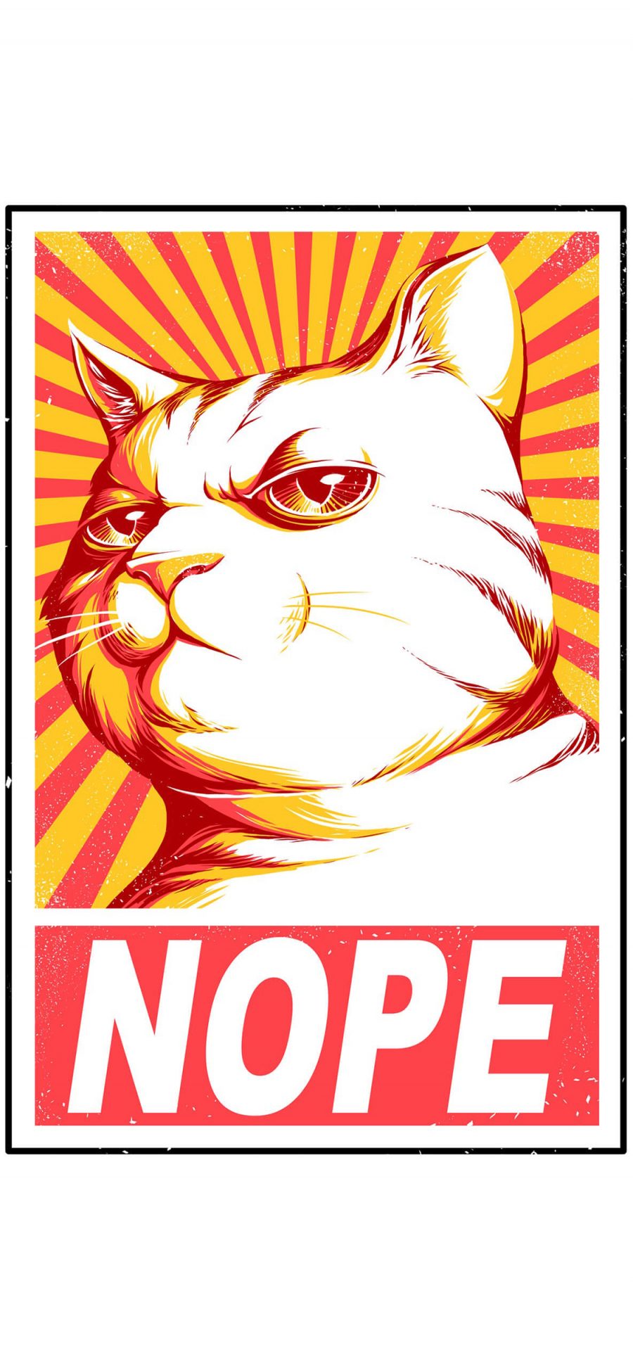 [2436×1125]猫 nope 创意 拟人 苹果手机动漫壁纸图片