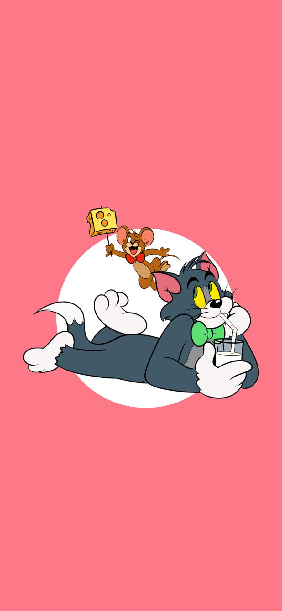 [2436×1125]猫和老鼠 TOM and JERRY 动画 卡通 汤姆猫 粉色 苹果手机动漫壁纸图片