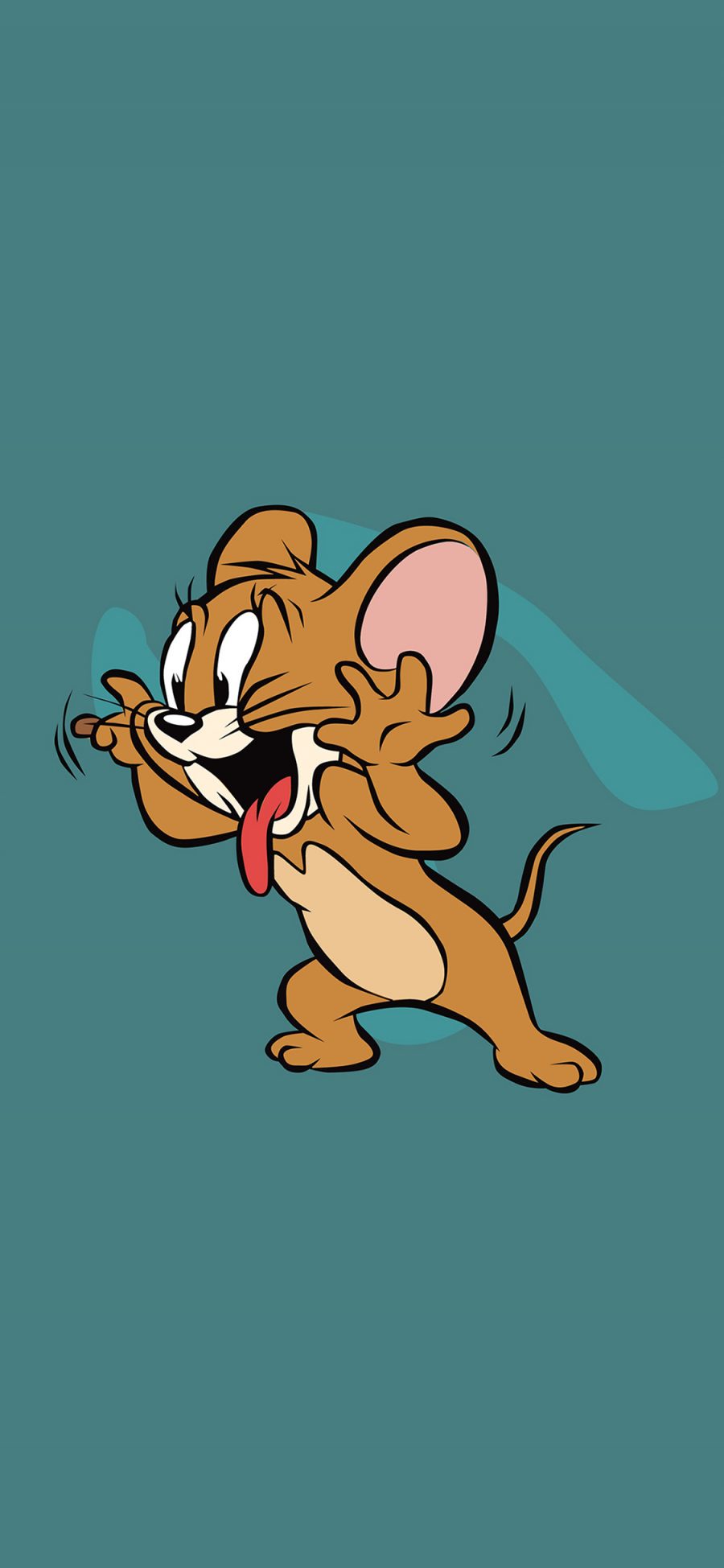 [2436×1125]猫和老鼠 杰瑞鼠 吐舌 搞怪 动画 苹果手机动漫壁纸图片
