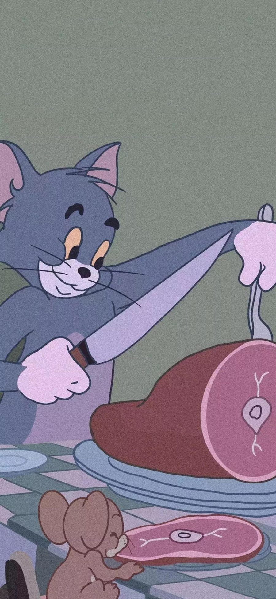 [2436×1125]猫和老鼠 汤姆猫 杰瑞 动画 火腿 苹果手机动漫壁纸图片