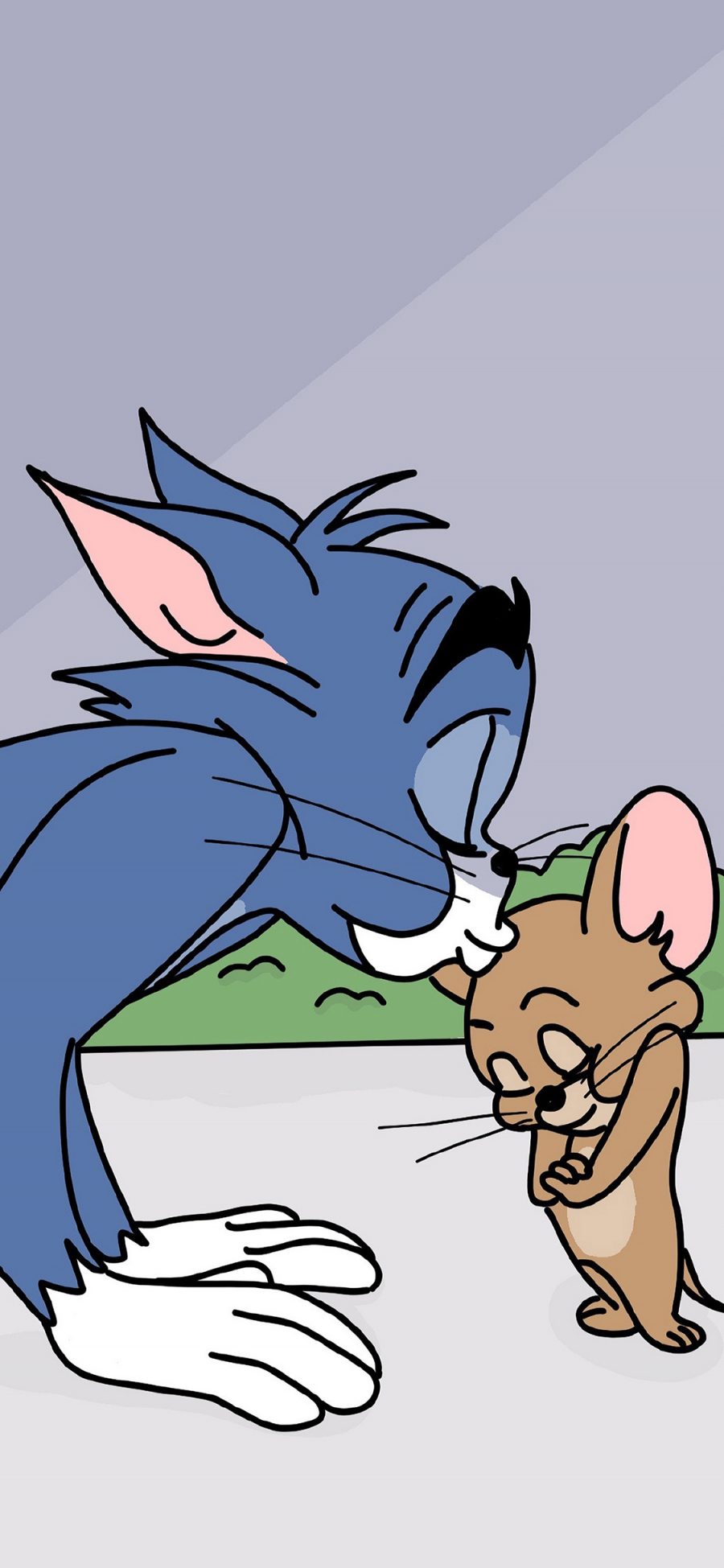 [2436×1125]猫和老鼠 汤姆猫 杰瑞鼠 动画 亲吻 苹果手机动漫壁纸图片