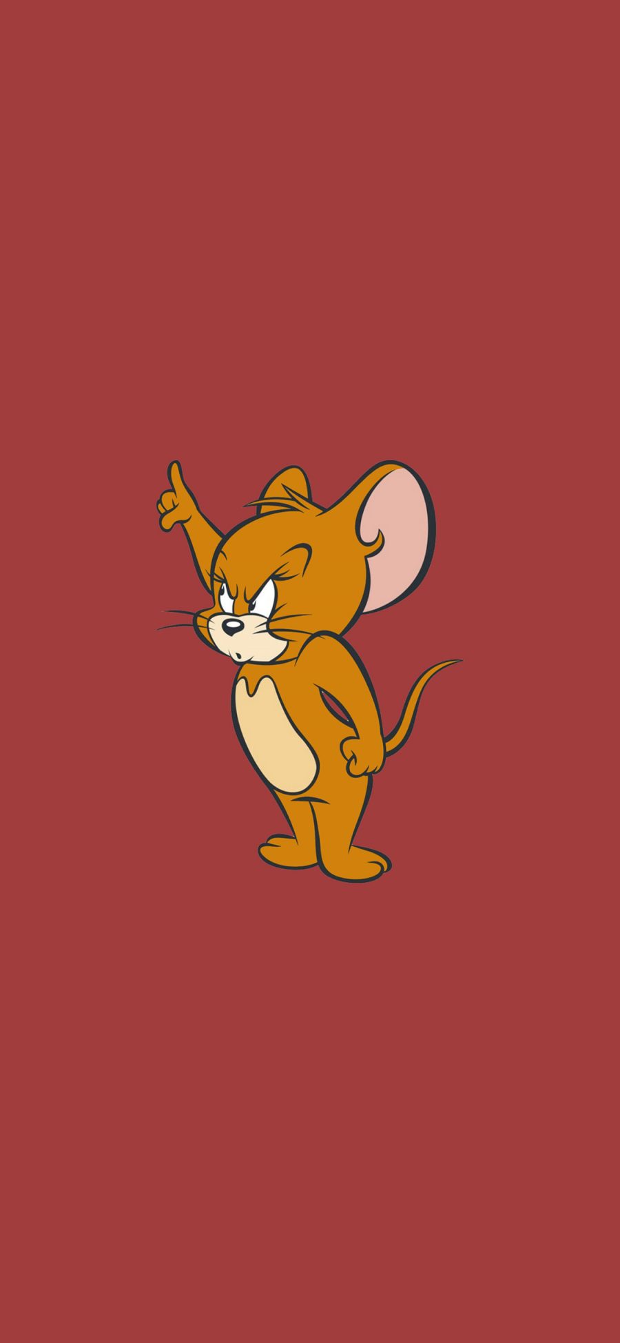 [2436×1125]猫和老鼠 红色 杰瑞鼠 动画 可爱 苹果手机动漫壁纸图片