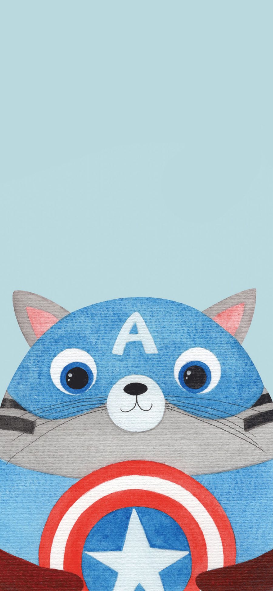 [2436×1125]猫咪 cos 漫威 美国队长 苹果手机动漫壁纸图片