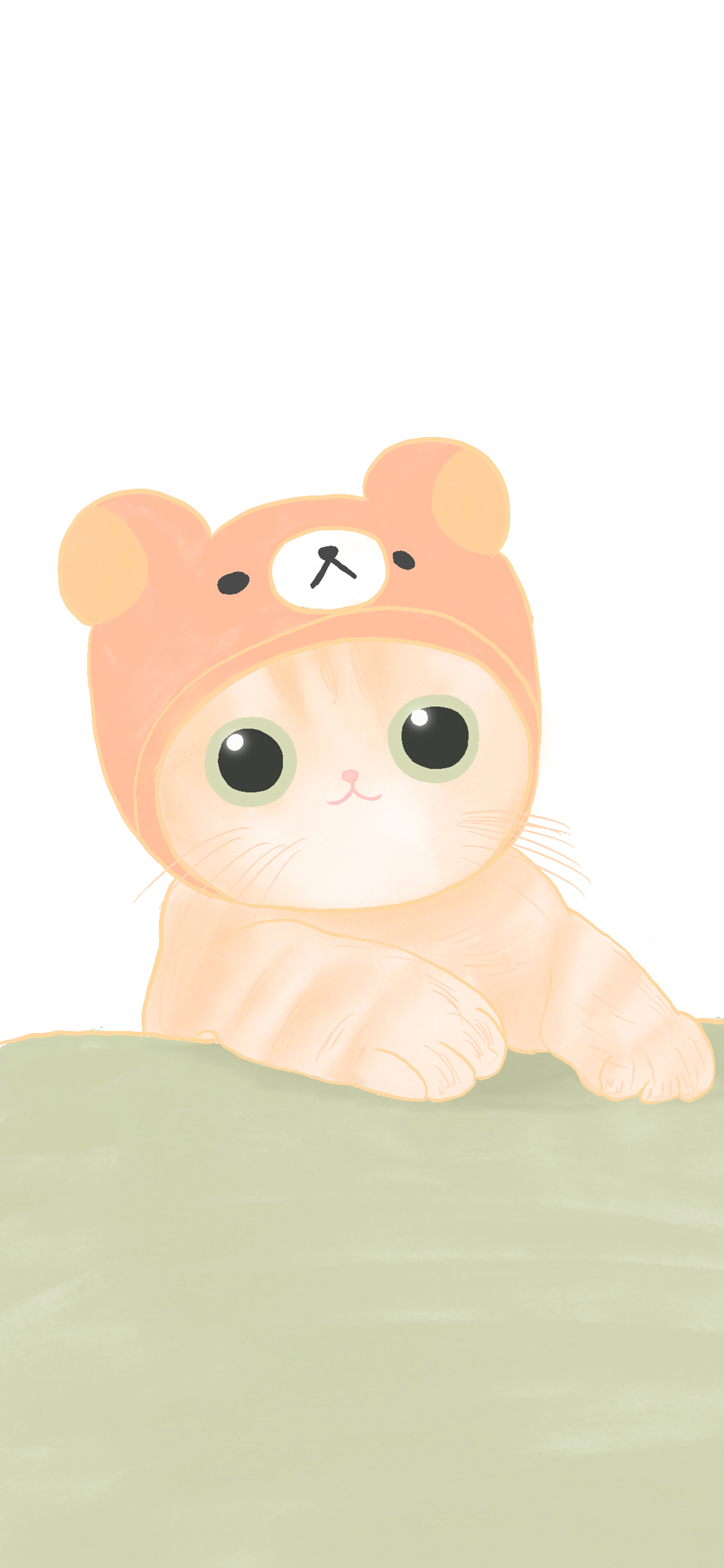 [2436×1125]猫咪 卡通 可爱 帽子 苹果手机动漫壁纸图片