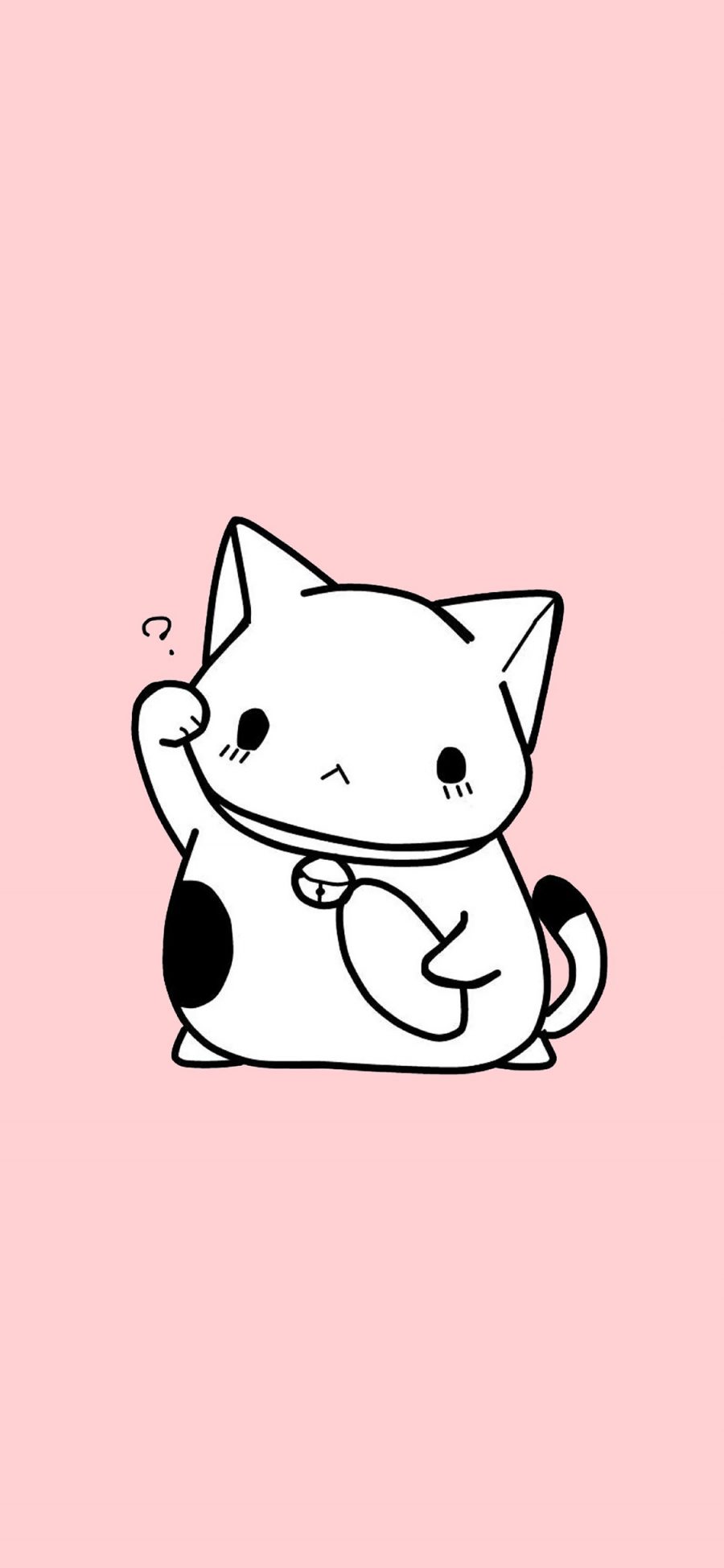 [2436×1125]猫咪 粉色 卡通 可爱 疑问 喵星人 苹果手机动漫壁纸图片