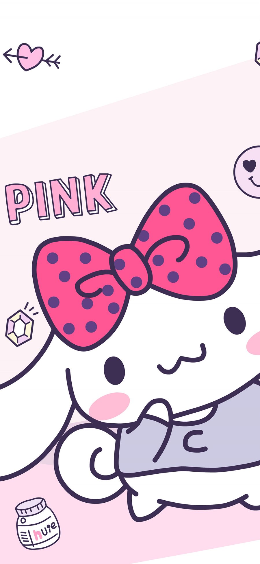 [2436×1125]玉桂狗 蝴蝶结 卡通 粉色 pink 可爱 少女心 苹果手机动漫壁纸图片