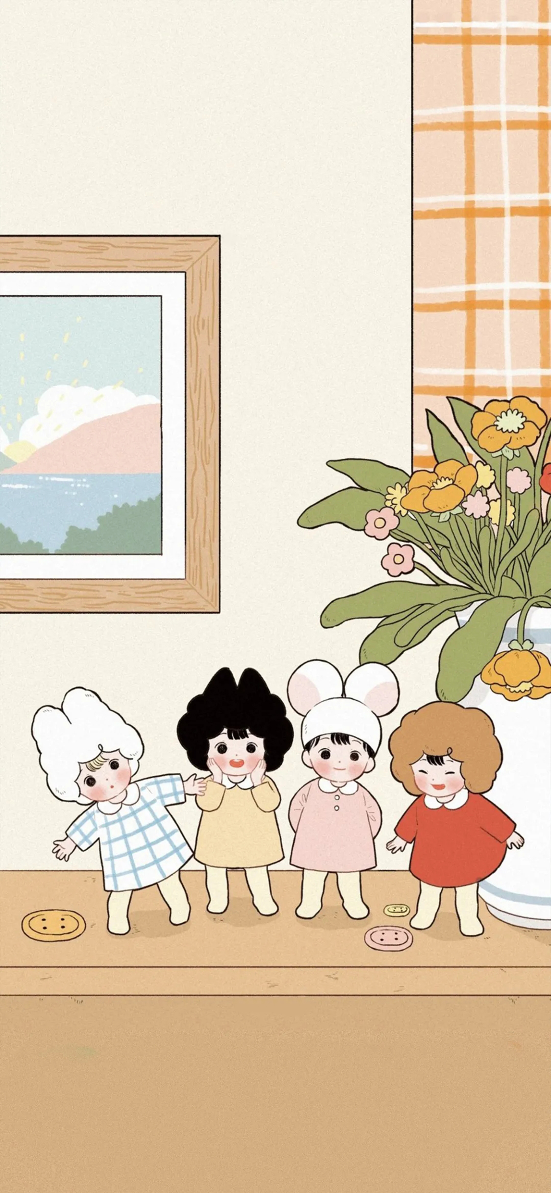 [2436×1125]玩偶 娃娃 插图 可爱 苹果手机动漫壁纸图片