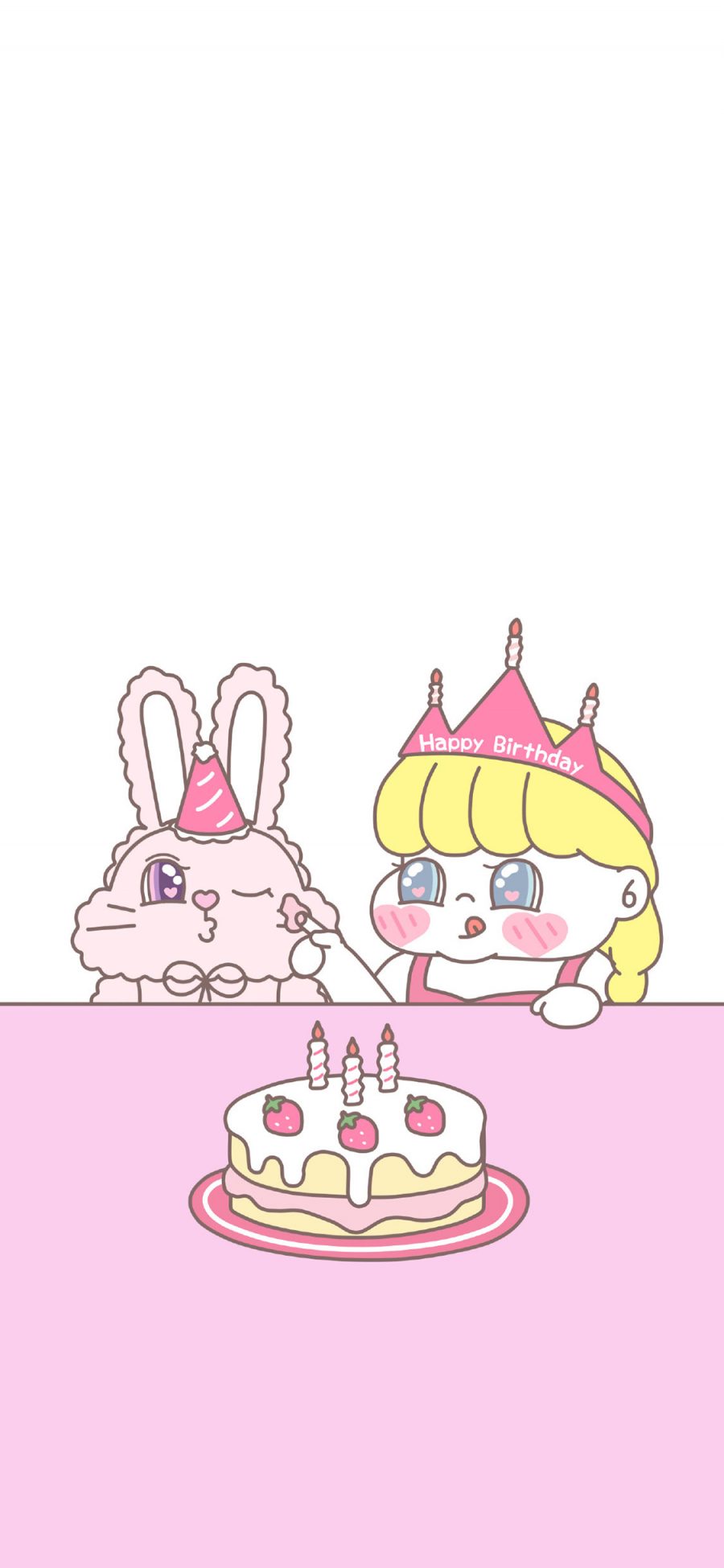 [2436×1125]生日快乐 萌咔便利店 蛋糕 兔子 小女孩 苹果手机动漫壁纸图片