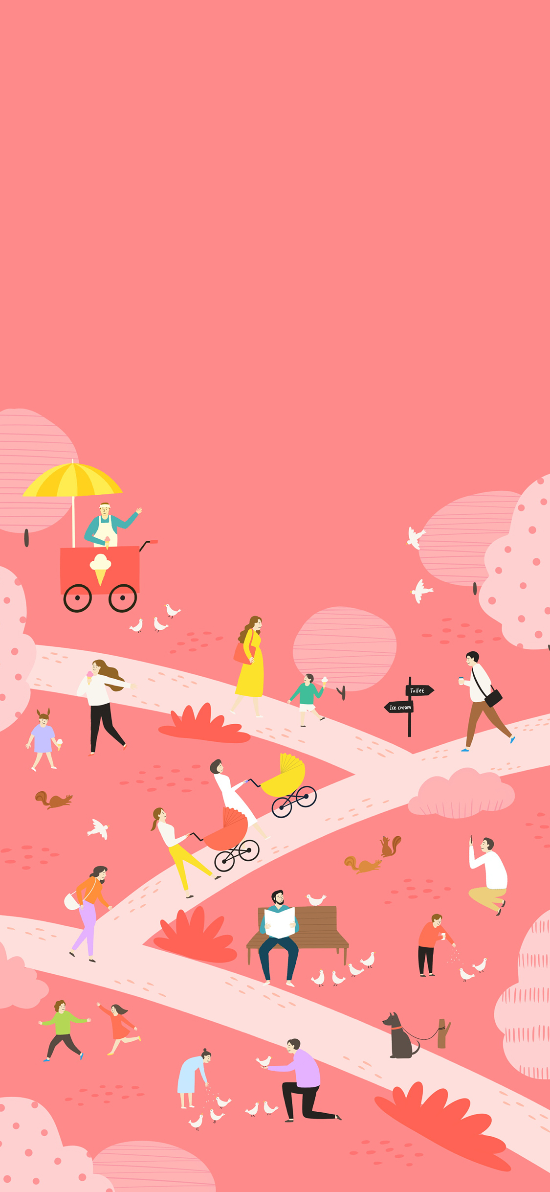 [2436×1125]生活 插图 粉色 人物 休闲 苹果手机动漫壁纸图片