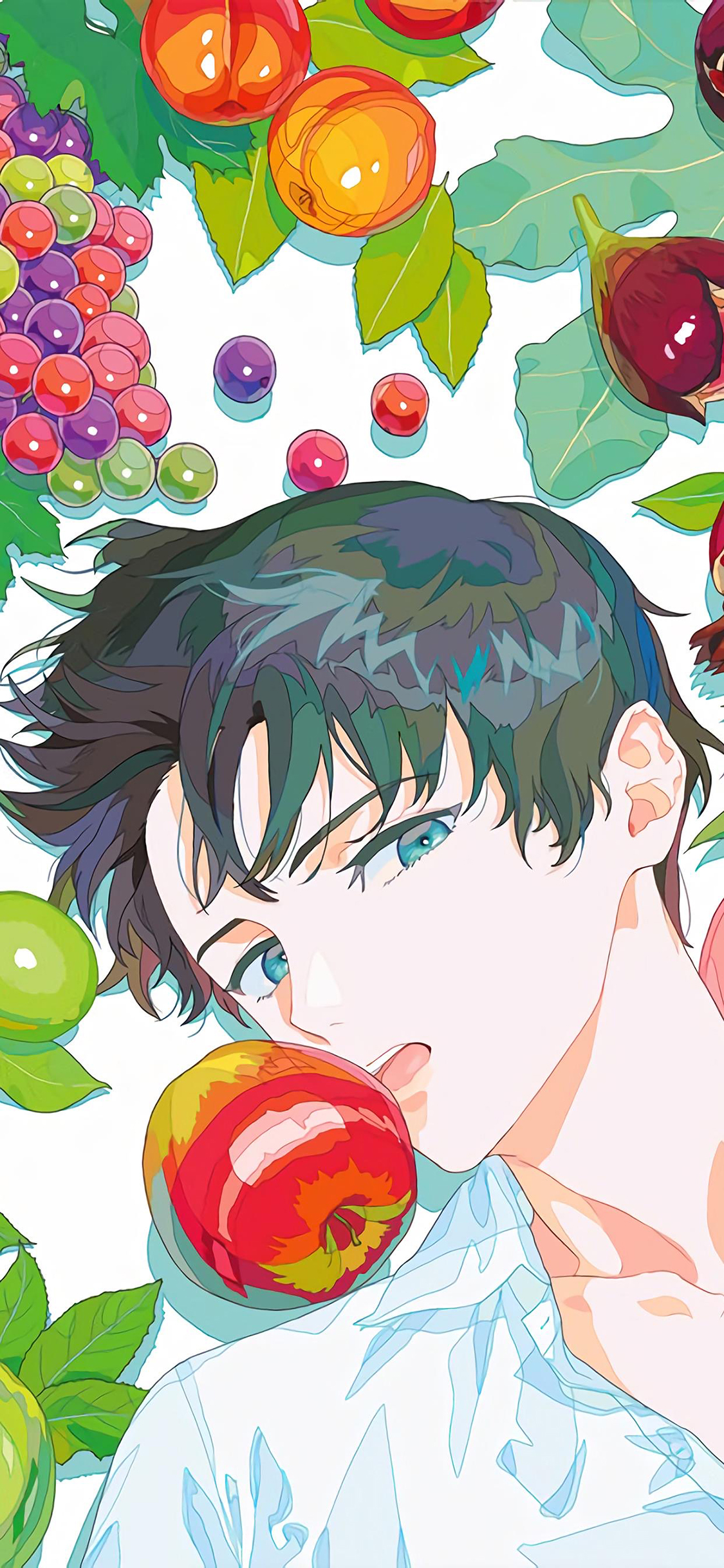 [2436×1125]男子 二次元 水果 葡萄 苹果 苹果手机动漫壁纸图片