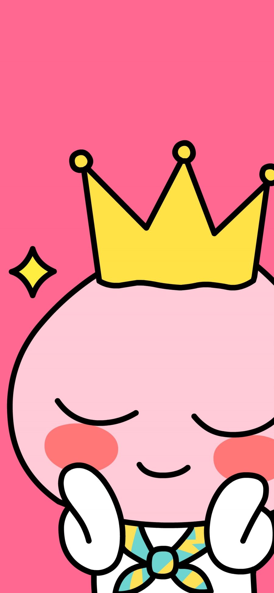 [2436×1125]皇冠 卡通 可爱 粉色 害羞 苹果手机动漫壁纸图片