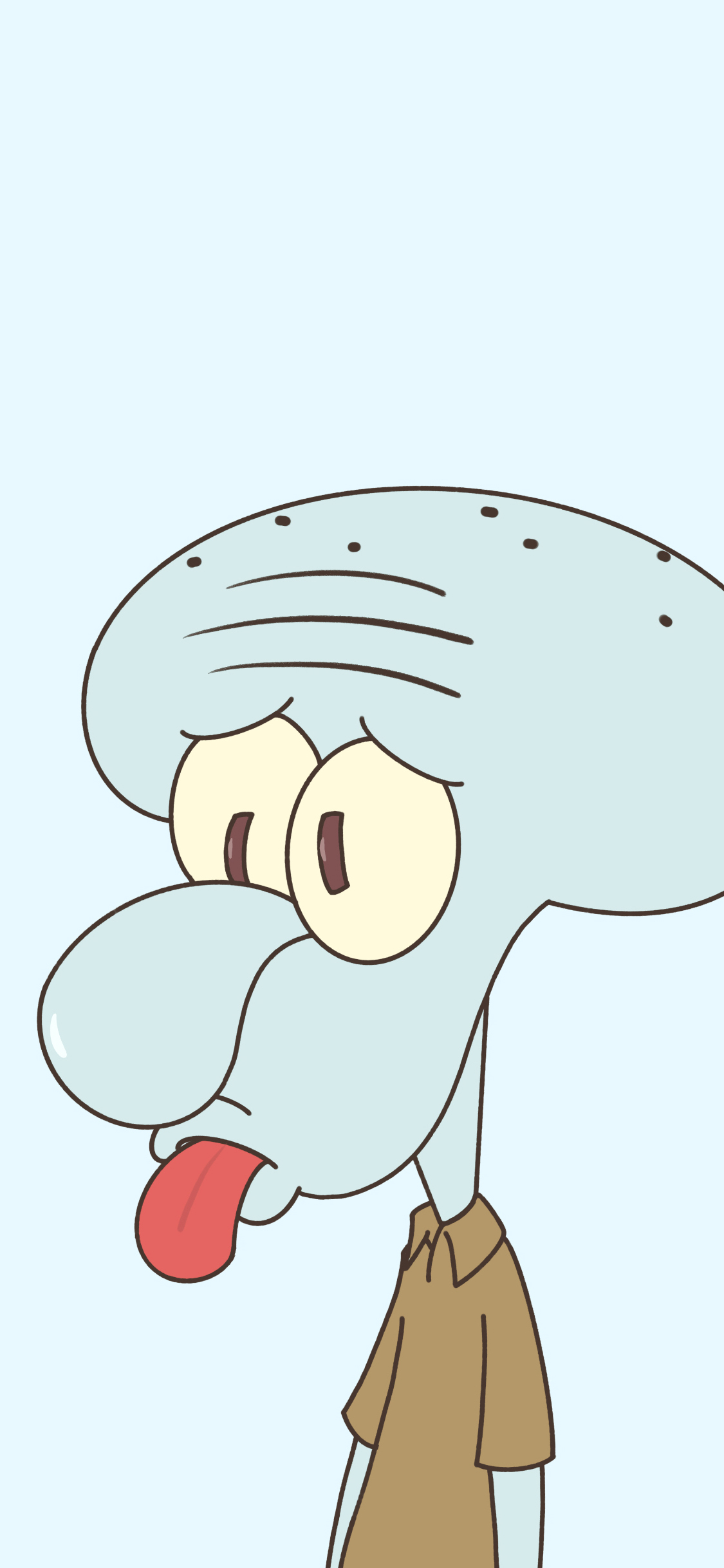 [2436×1125]章鱼哥 海绵宝宝 动画 吐舌 苹果手机动漫壁纸图片